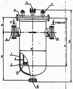 Дренажный фильтр СДЖ для нефтепродуктов Чертеж общего вида - дренажный фильтр СДЖ