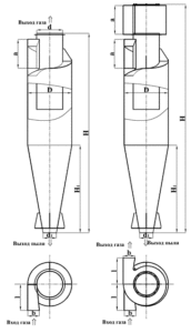 Чертеж на циклон ЦН-11 с улиткой - производитель ЗТО Свердловский Рабочий чертеж циклон ЦН-11