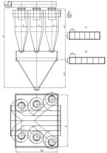Чертеж - групповой циклон СЦН-50 с бункером
