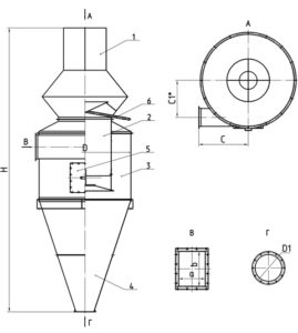 Циклон ОЭКДМ чертеж